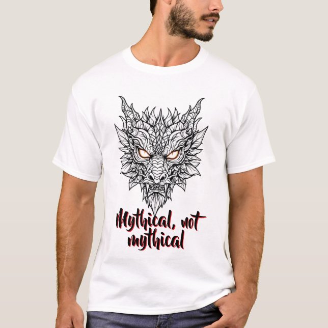 Fierce Dragon Head Line Art T-Shirt (Vorderseite)