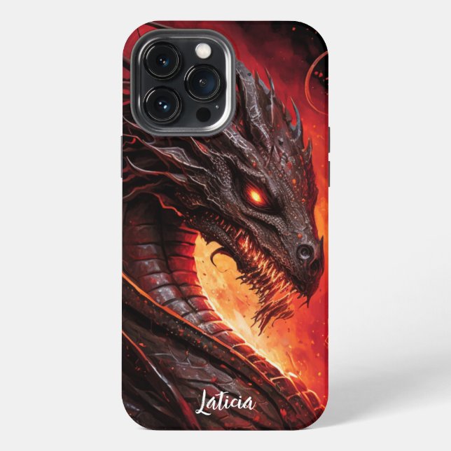 Fierce Dragon und Feuer iPhone Hülle (Rückseite)