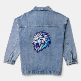 Fierce Electric Lion Head Denim Jacket - Bold Blue Jeansjacke