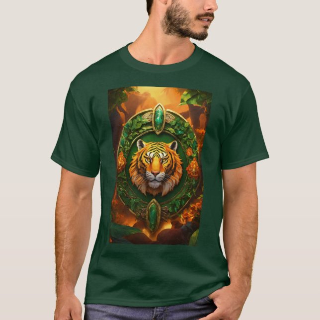 Fierce Elegance Tiger Face Print T - Shirt (Vorderseite)