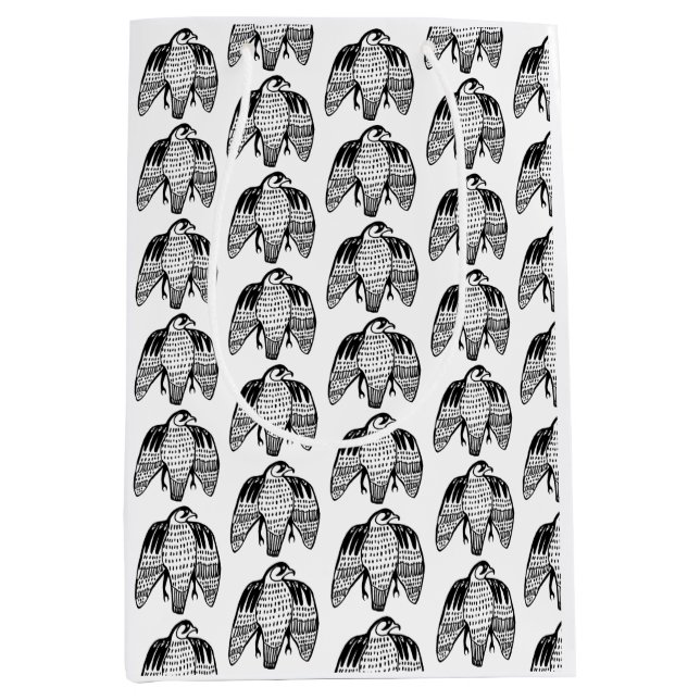 Fierce Falcons schwarz auf weiß Mittlere Geschenktüte (Vorderseite)