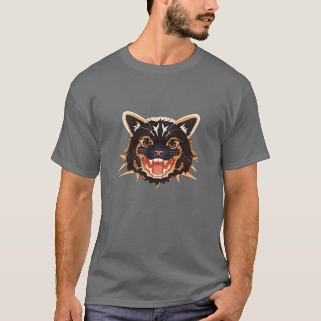 Fierce Feline: Wildes und kühnes Katzen-Design T-Shirt (Vorderseite)