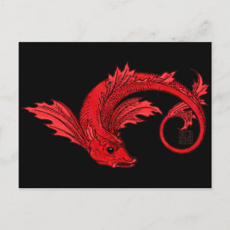 Fierce Fiery Red Flying Elemental Fish Postkarte