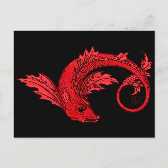 Fierce Fiery Red Flying Elemental Fish Postkarte (Vorderseite)