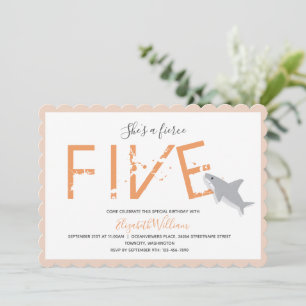 Fierce Five Orange Shark Animal 5. Einladung