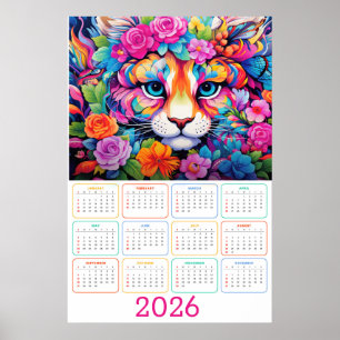 Fierce & Flourished: 2026 Tiger Wandkalender Poster