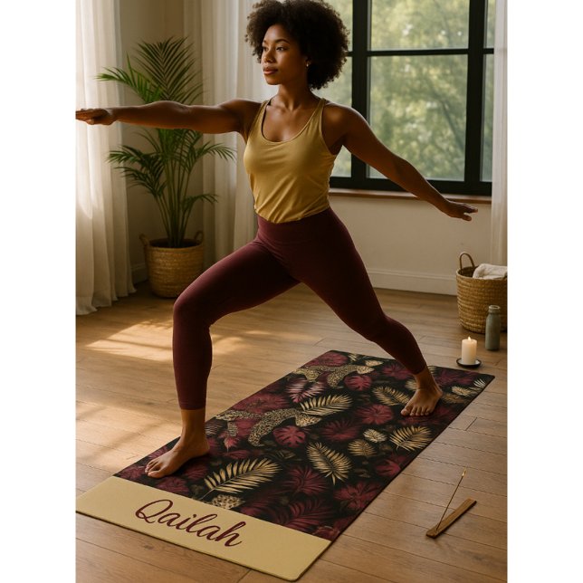 Fierce Flow Burgundy, Gold & Jungle Vibes Yogamatte (Von Creator hochgeladen)