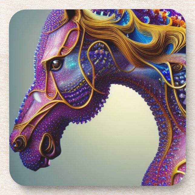 Fierce Fractural Gems Horse Head Getränkeuntersetzer (Vorderseite)