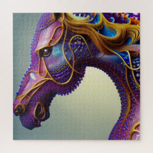 Fierce Fractural Gems Horse Head Intensive Abstrak Puzzle