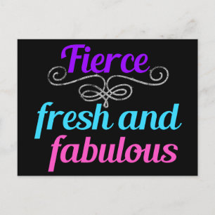 Fierce Fresh Fabulous Fun Confident Diva Quote Postkarte