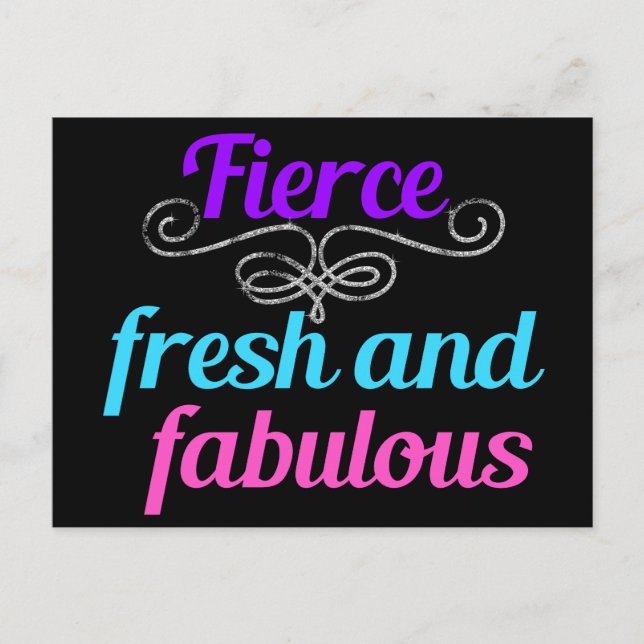 Fierce Fresh Fabulous Fun Confident Diva Quote Postkarte (Vorderseite)