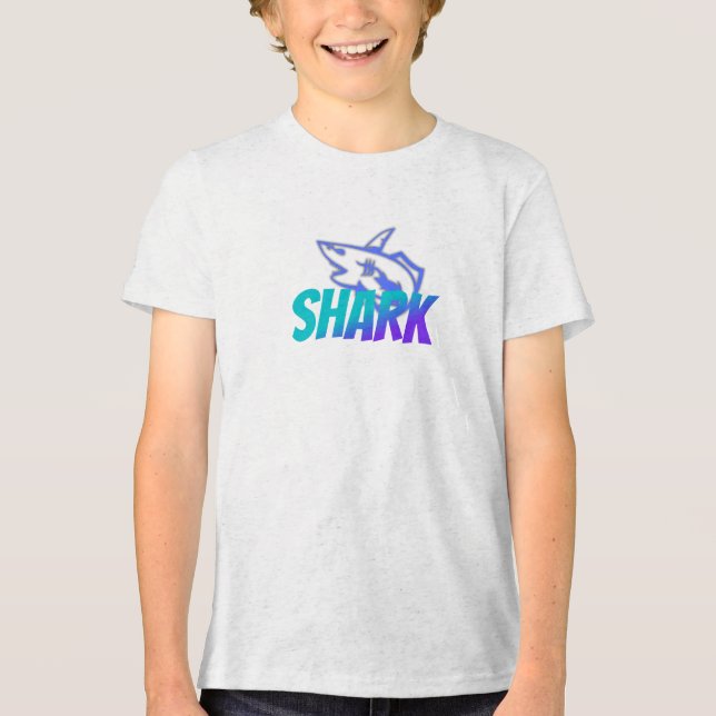 Fierce Gradient Shark Logo  | Bold Ocean  Tri-Blend Shirt (Vorderseite)