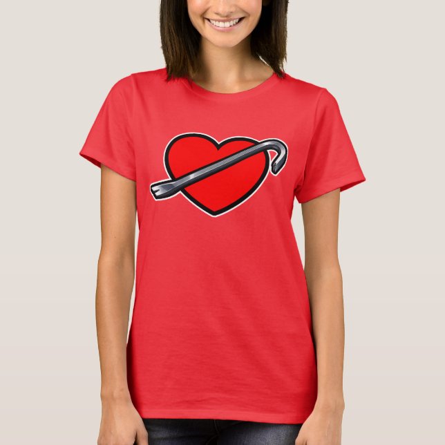 Fierce Heartbreaker Anime Hearts Crowbar Design T-Shirt (Vorderseite)