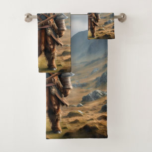 Fierce Highland Warrior: Das mutige Viking der Kuh Badhandtuch Set