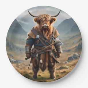 Fierce Highland Warrior: Das mutige Viking der Kuh Pappteller