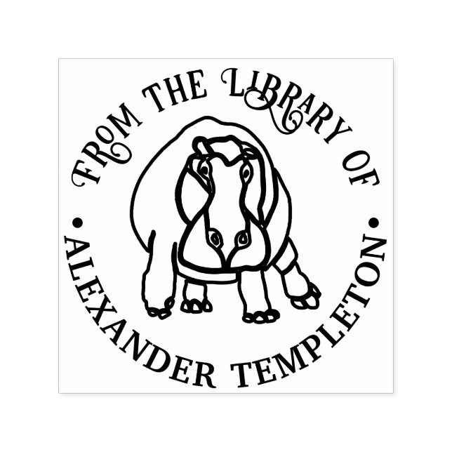 Fierce Hippopotamus Line Art Library Name Permastempel (Design)