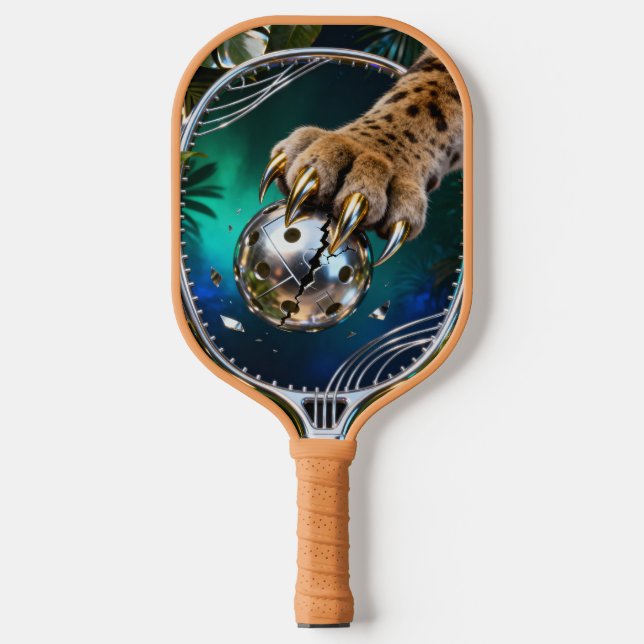 Fierce Jungle Cat Slash Metallic Pickleball – Chro Pickleball Schläger (Vorderseite)