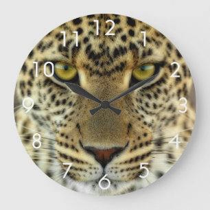 Fierce Leopard Große Wanduhr