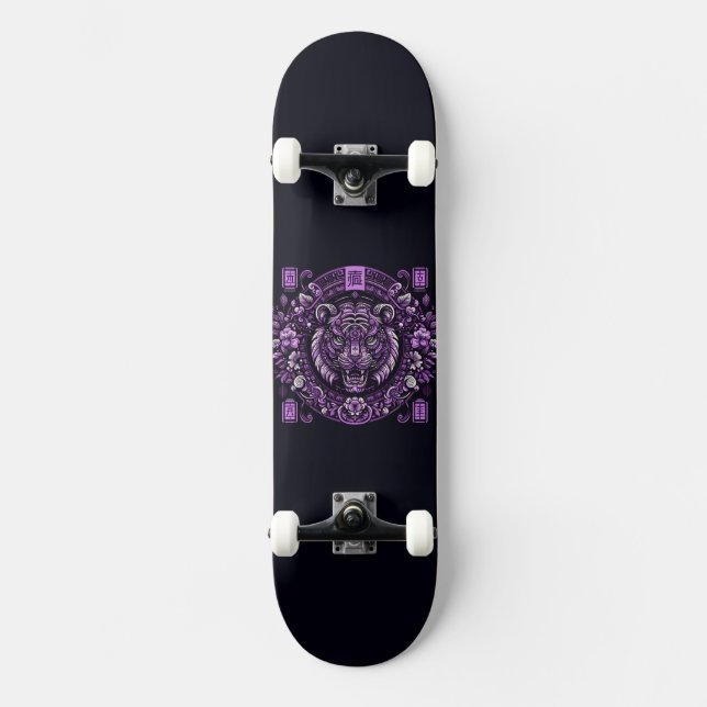 Fierce Lila Tiger Skateboard (Vorderseite)