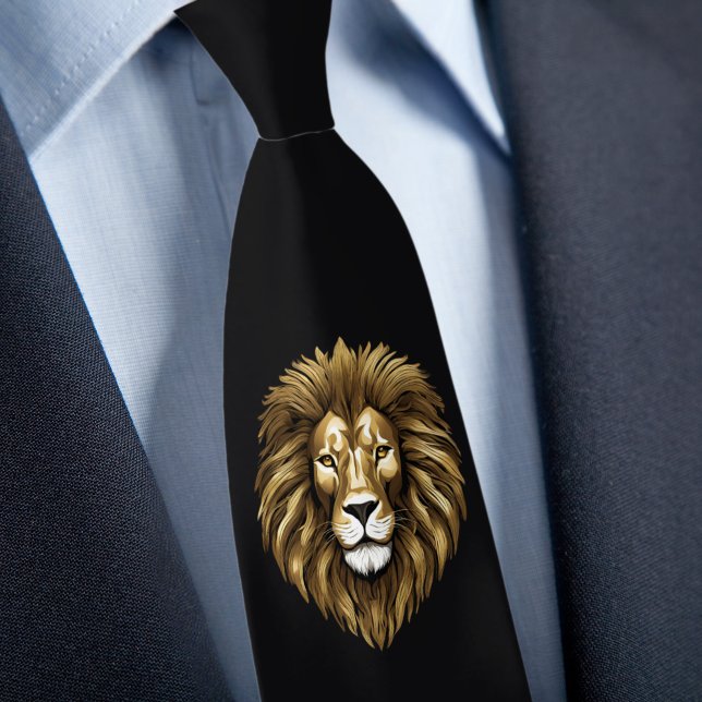 Fierce Lion über Black Necktie Krawatte (Von Creator hochgeladen)