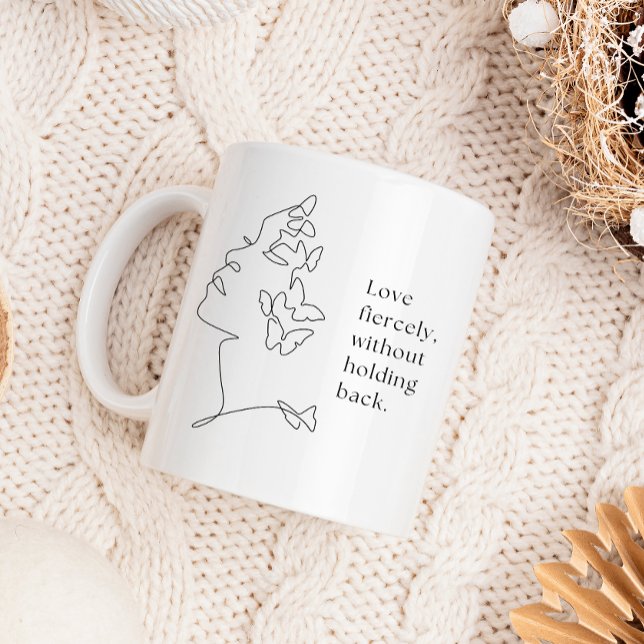 Fierce Love Butterfly Line Art Mug Kaffeetasse (Von Creator hochgeladen)