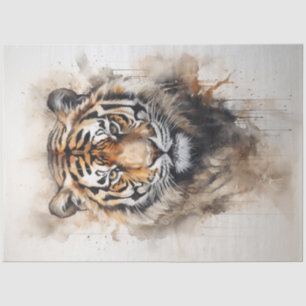 Fierce Majesty Watercolor Tiger Portrait Seidenpapier