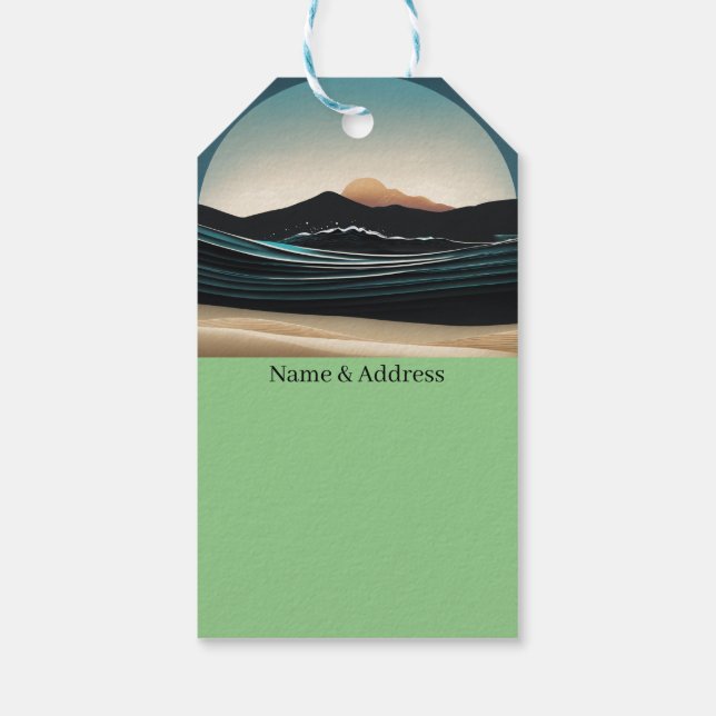 Fierce Minimalistisch Monta Beach Ocean Wave Desig Geschenkanhänger (Rückseite)
