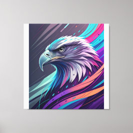 Fierce Neon Eagle — Stilisierter Kopf mit geometri Leinwanddruck