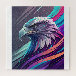 Fierce Neon Eagle — Stilisierter Kopf mit geometri Puzzle