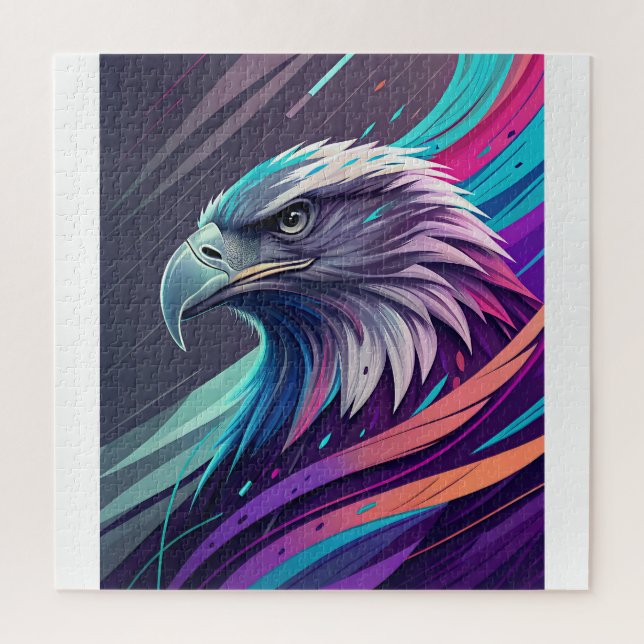 Fierce Neon Eagle — Stilisierter Kopf mit geometri Puzzle (Vertikal)