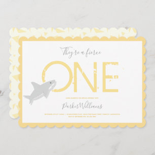 Fierce One Yellow Shark Animal First Birthday Einladung