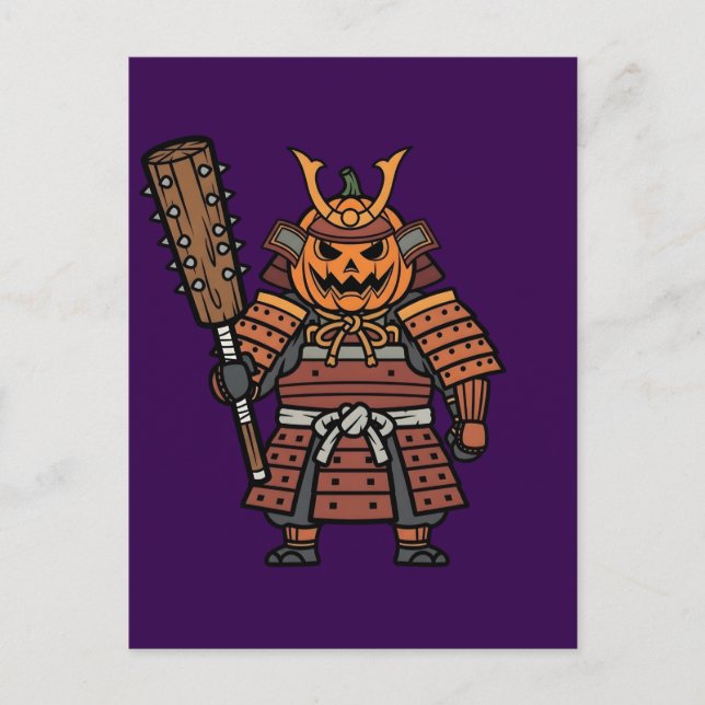 Fierce Pumpkin Samurai Warrior with Kanabo Club Il Postkarte (Vorderseite)