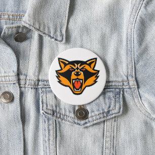 Fierce Raccoon Mascot Bold Wild Animal Graphic Button