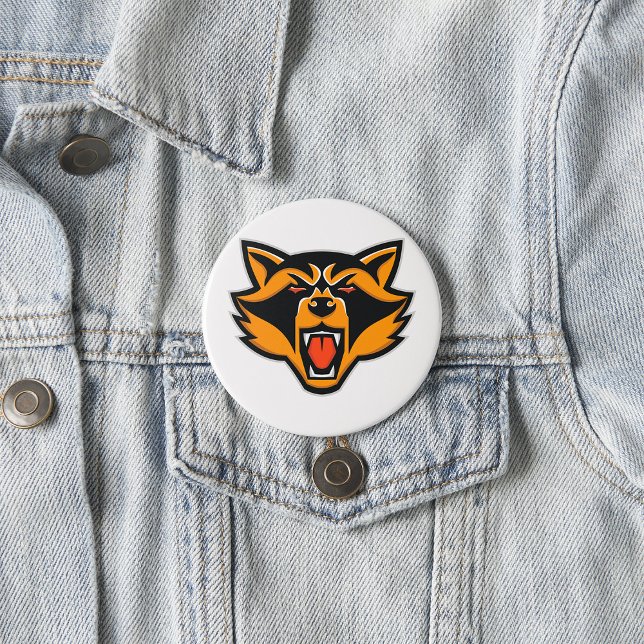 Fierce Raccoon Mascot Bold Wild Animal Graphic Button (Von Creator hochgeladen)