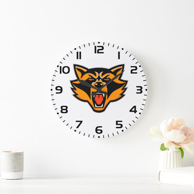 Fierce Raccoon Mascot Bold Wild Animal Graphic Große Wanduhr (Von Creator hochgeladen)