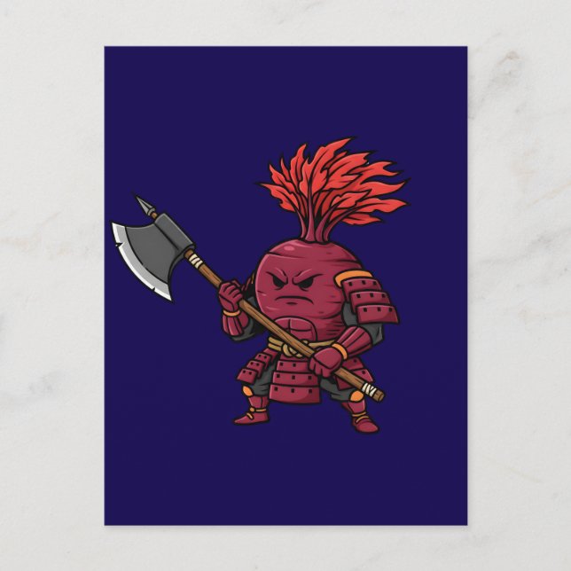 Fierce Red Beetroot Warrior with Battle Axe Illust Postkarte (Vorderseite)