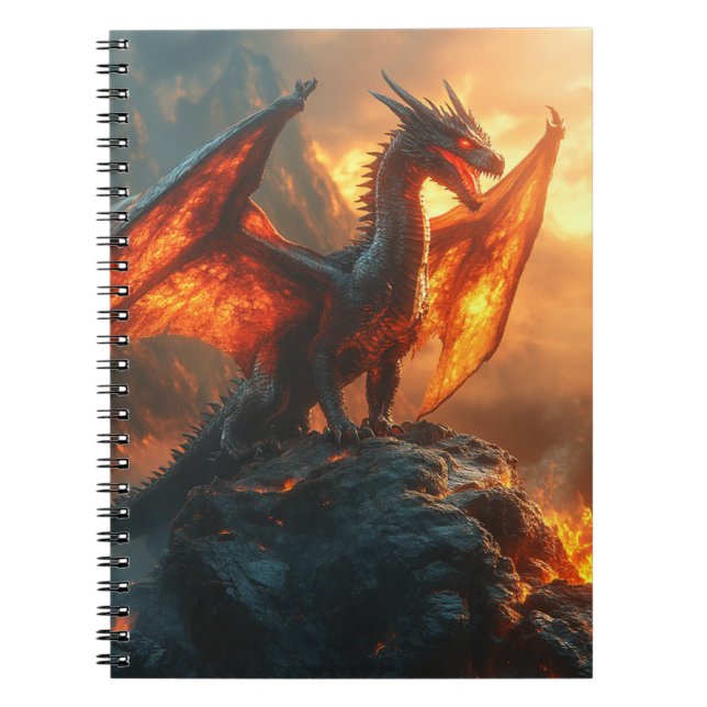 Fierce Red Fiery Angry Dragon Notizblock (Vorderseite)