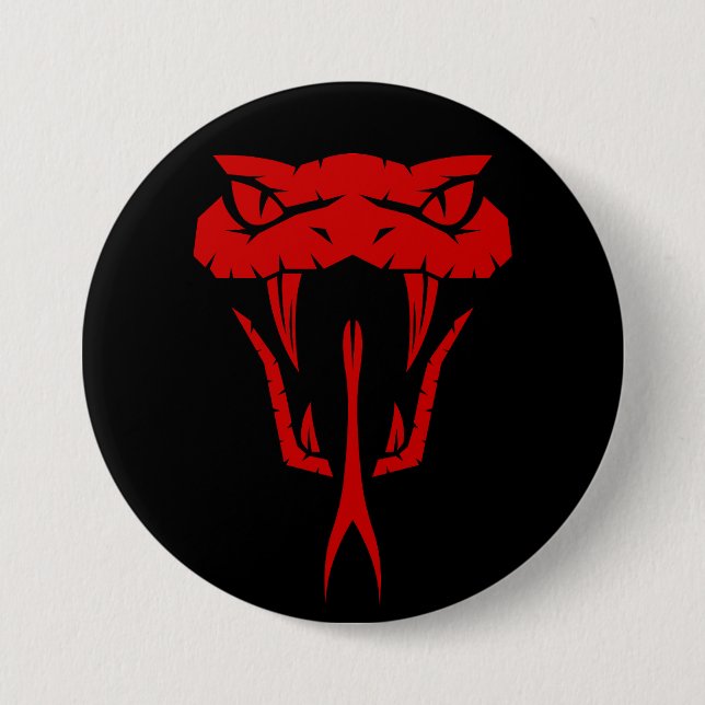 Fierce Red Snake Face - Black Large Button (Vorderseite)