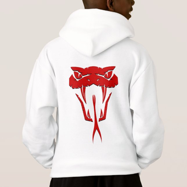 Fierce Red Snake Face Kid's Hoodie (Rückseite)