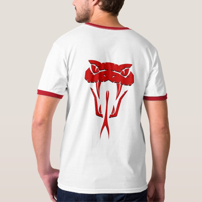 Fierce Red Snake Face Ringer T - Shirt (Rückseite)