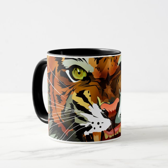 Fierce Roaring Tiger Ceramic Mug Bold Wildlife Tasse (Vorderseite Links)
