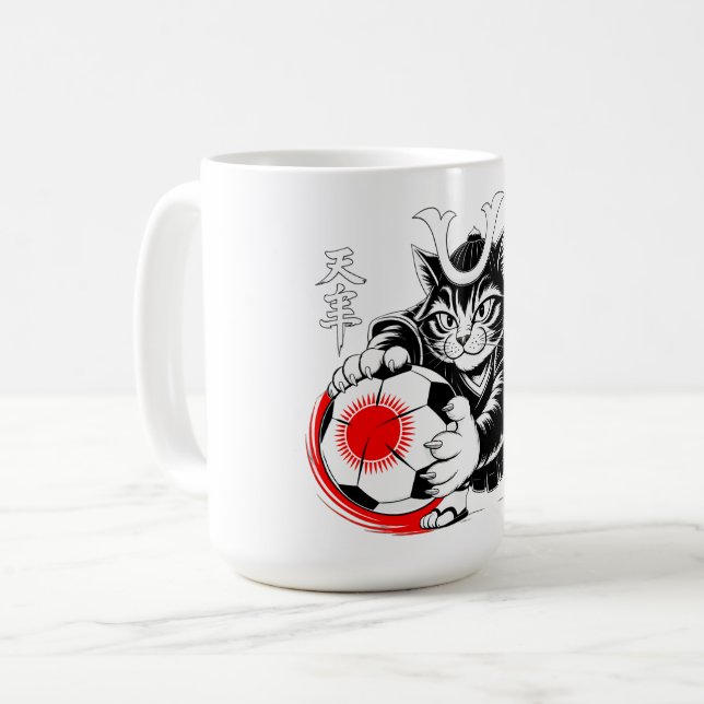 Fierce Samurai Cat Mug - For Soccer Warriors Kaffeetasse (Vorderseite Links)
