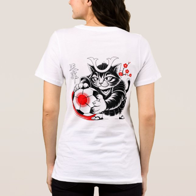 Fierce Samurai Cat Soccer Japanese Warrior Sports Tri-Blend Shirt (Rückseite)