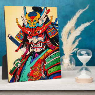 Fierce Samurai Warrior - farbenfrohe japanische Bu Fotoplatte