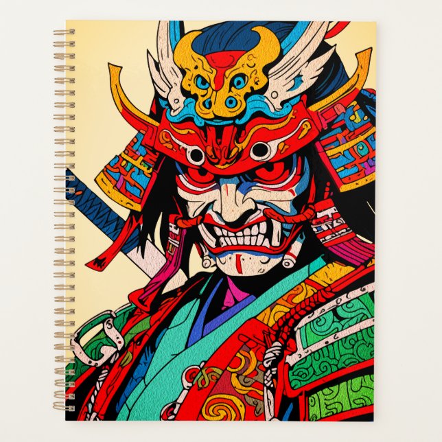 Fierce Samurai Warrior - farbenfrohe japanische Bu Planer (Vorderseite)