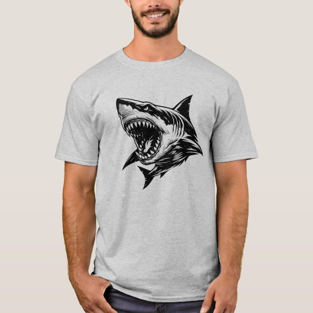 Fierce Shark Great White Shark Vector Art  T-Shirt (Vorderseite)