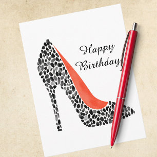 Fierce Stiletto High Heel Chic Wasserfarbe Geburts Feiertagspostkarte