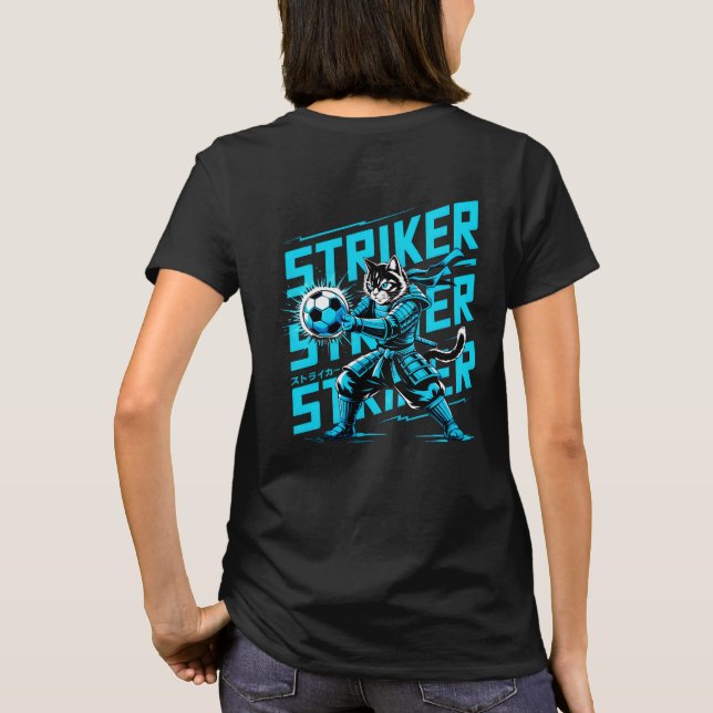 Fierce Striker Cat Samurai - Women’s Soccer Fan T-Shirt (Rückseite)