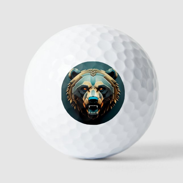 Fierce Stylisierte Bären Kunst Golfball (Vorderseite)