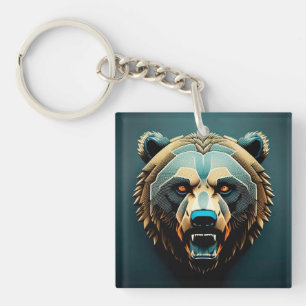 Fierce Stylisierte Bären Kunst Schlüsselanhänger